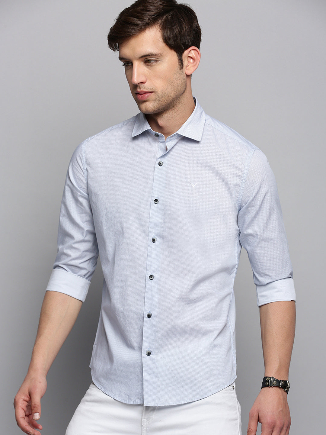 Men White Printed Casual Shirt