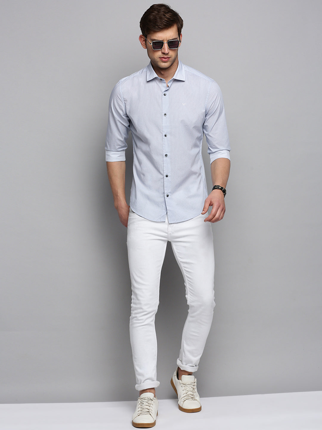 Men White Printed Casual Shirt