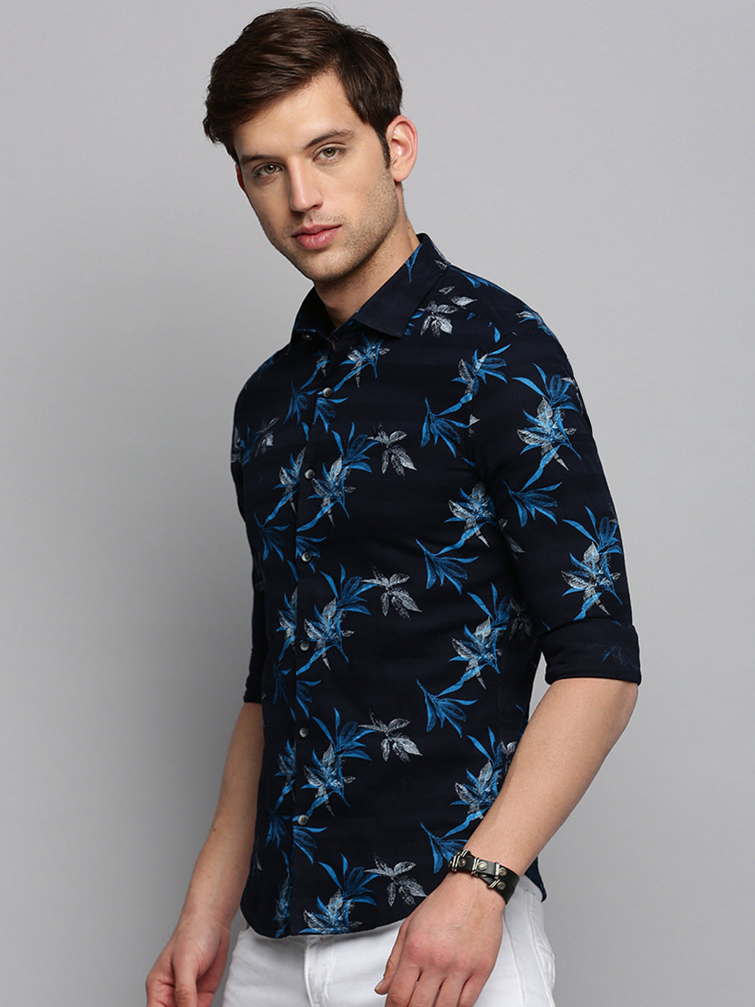 Men Navy Printed Casual Shirt