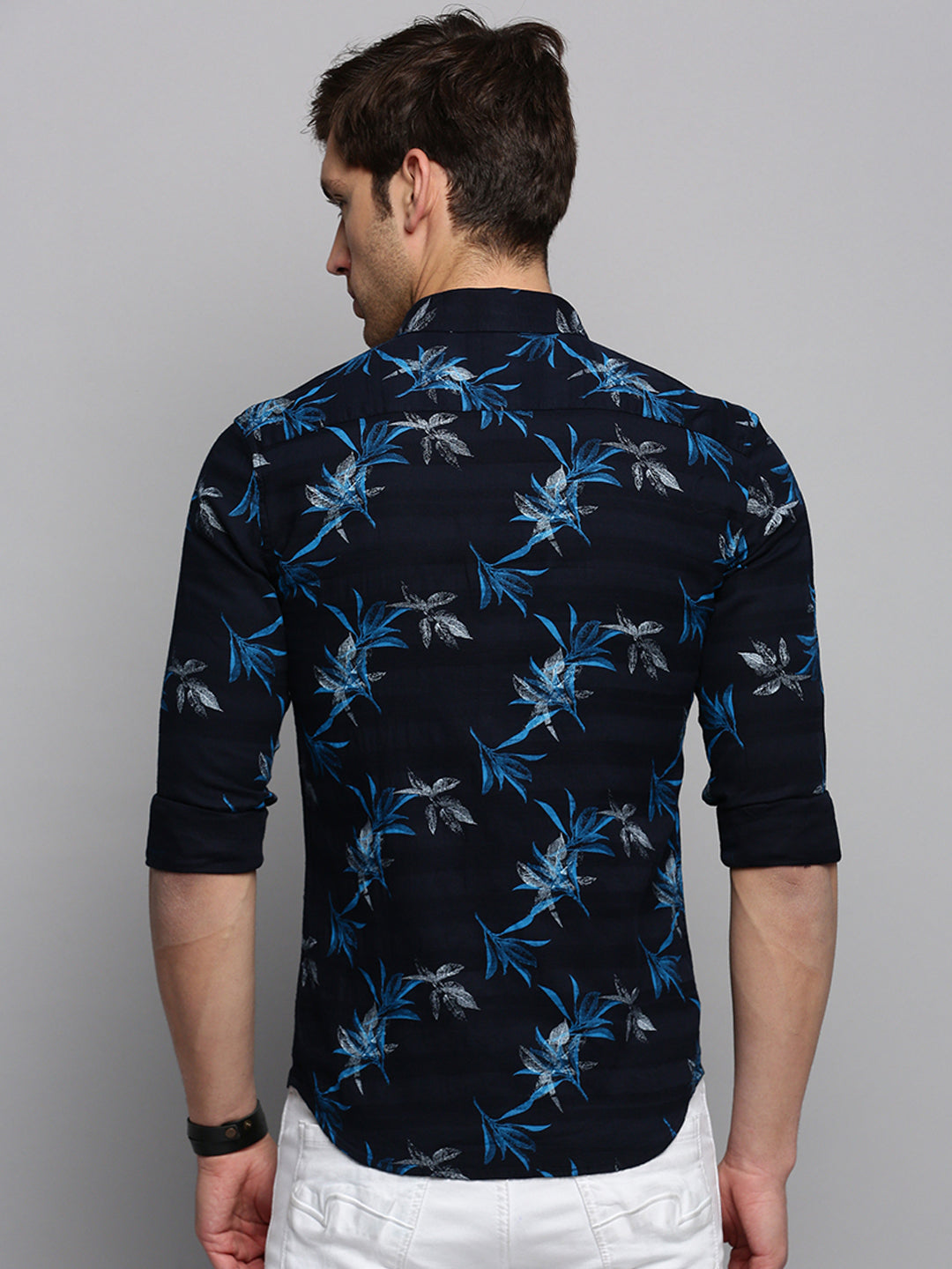 Men Navy Printed Casual Shirt