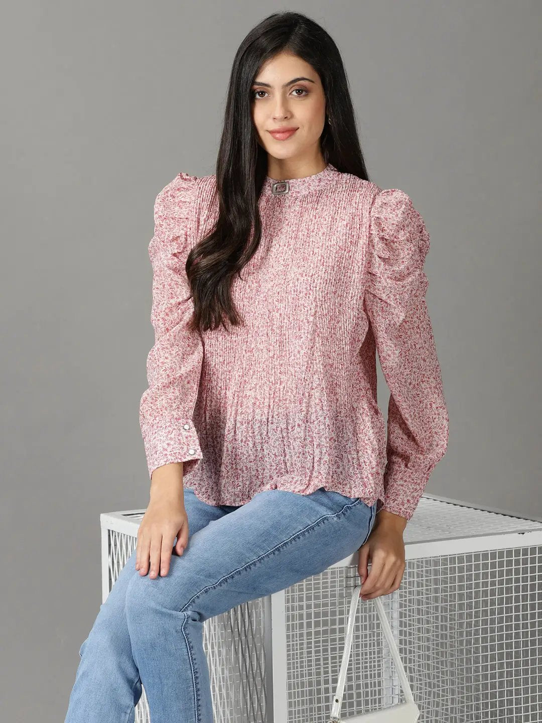 Women's Pink Printed Top