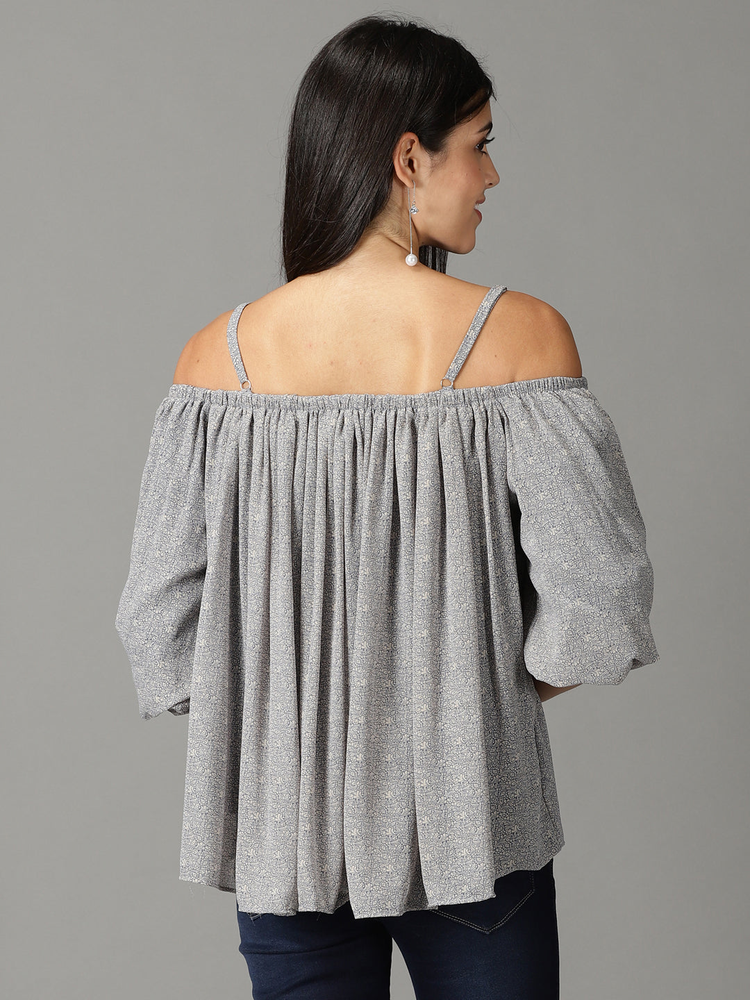 Women's Grey Printed Top