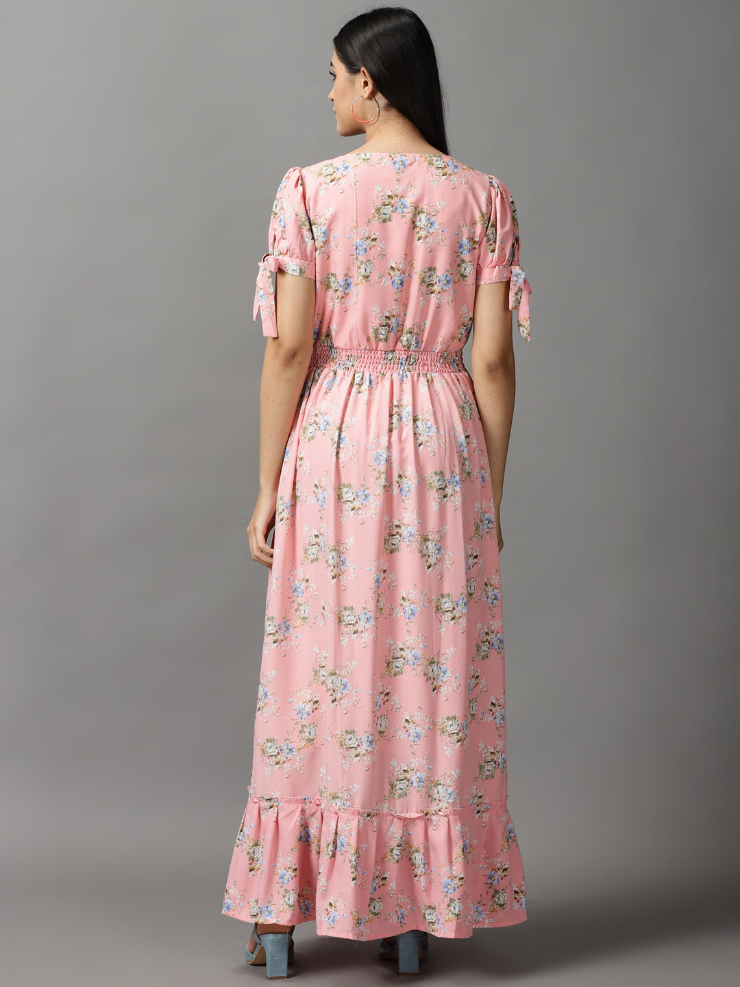 Women's Pink Floral Fit and Flare Dress