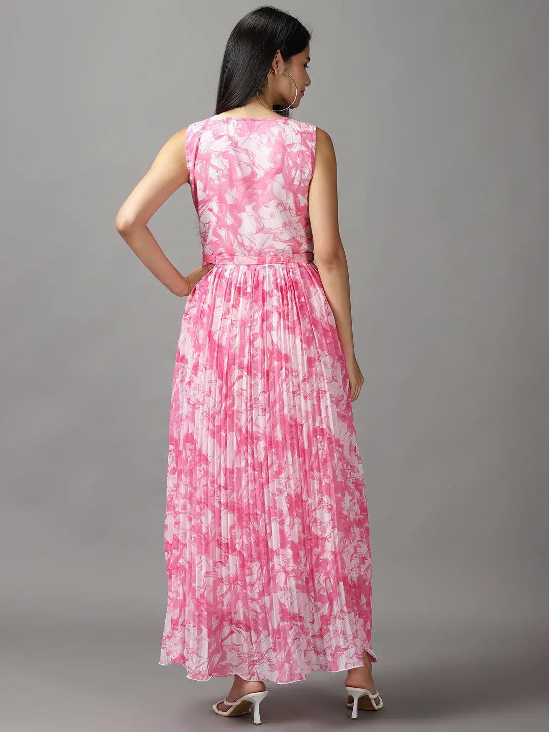 Women's White Printed Fit and Flare Dress