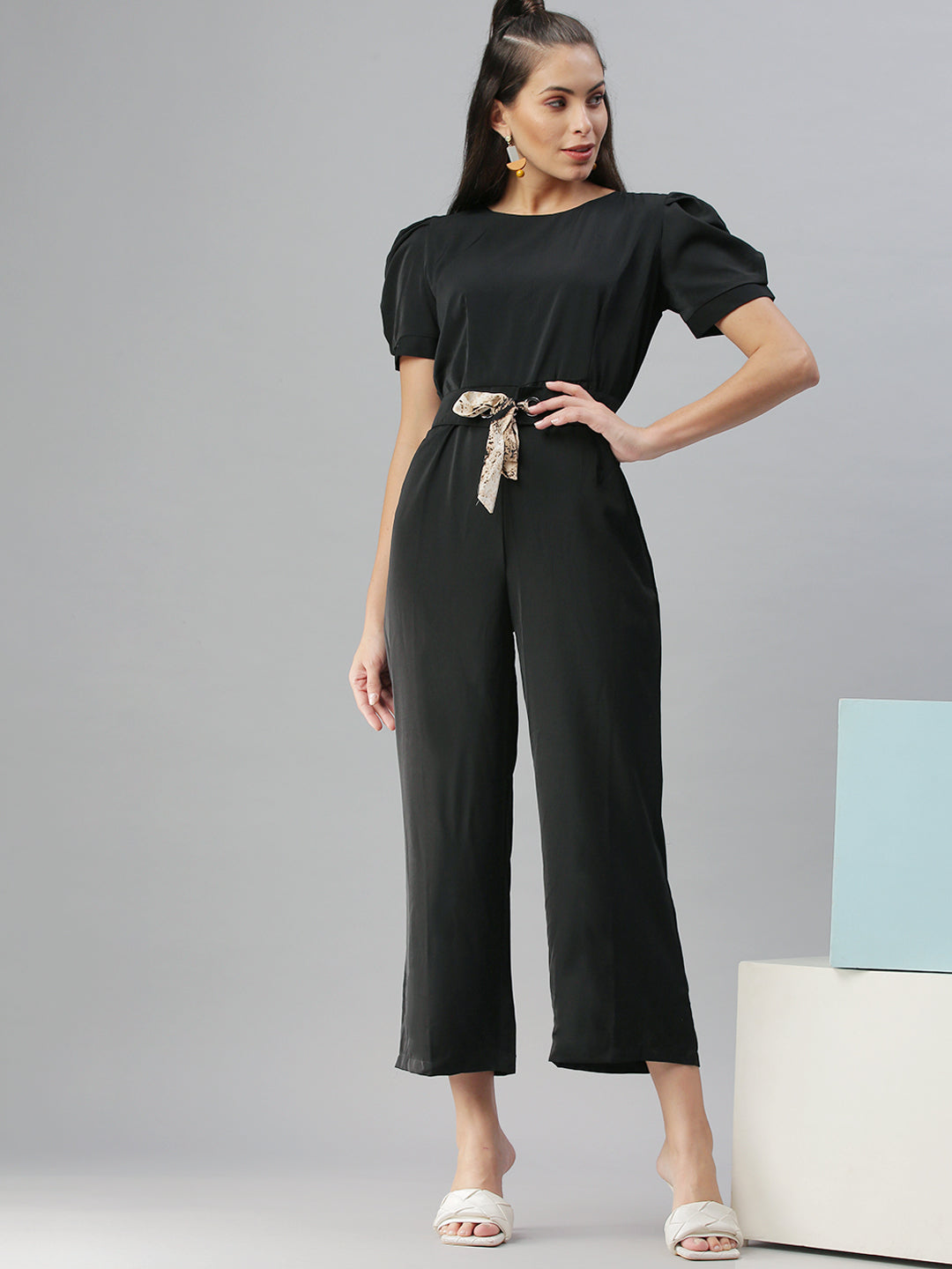 Women's Black Solid Jumpsuit