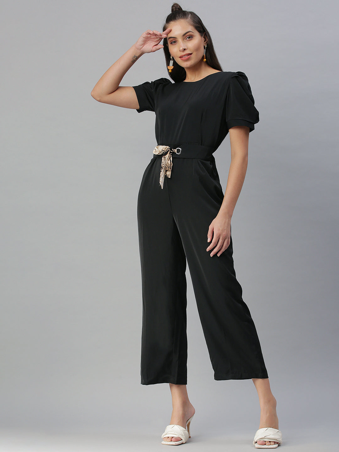 Women's Black Solid Jumpsuit