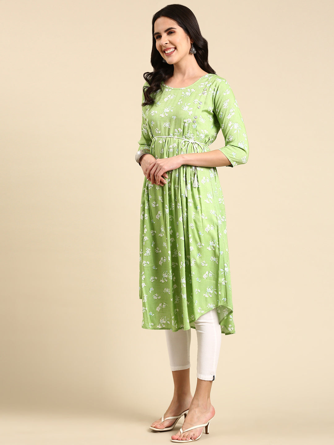 Women's Green Printed Anarkali Kurta