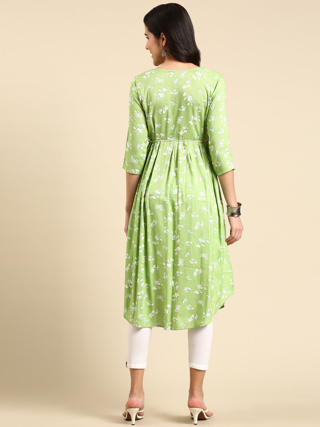 Women's Green Printed Anarkali Kurta