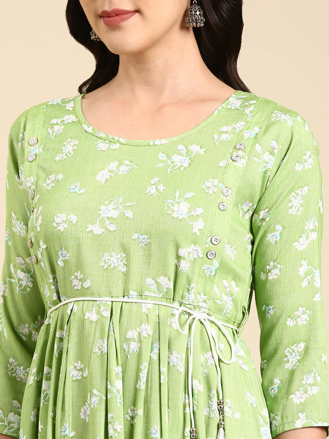 Women's Green Printed Anarkali Kurta