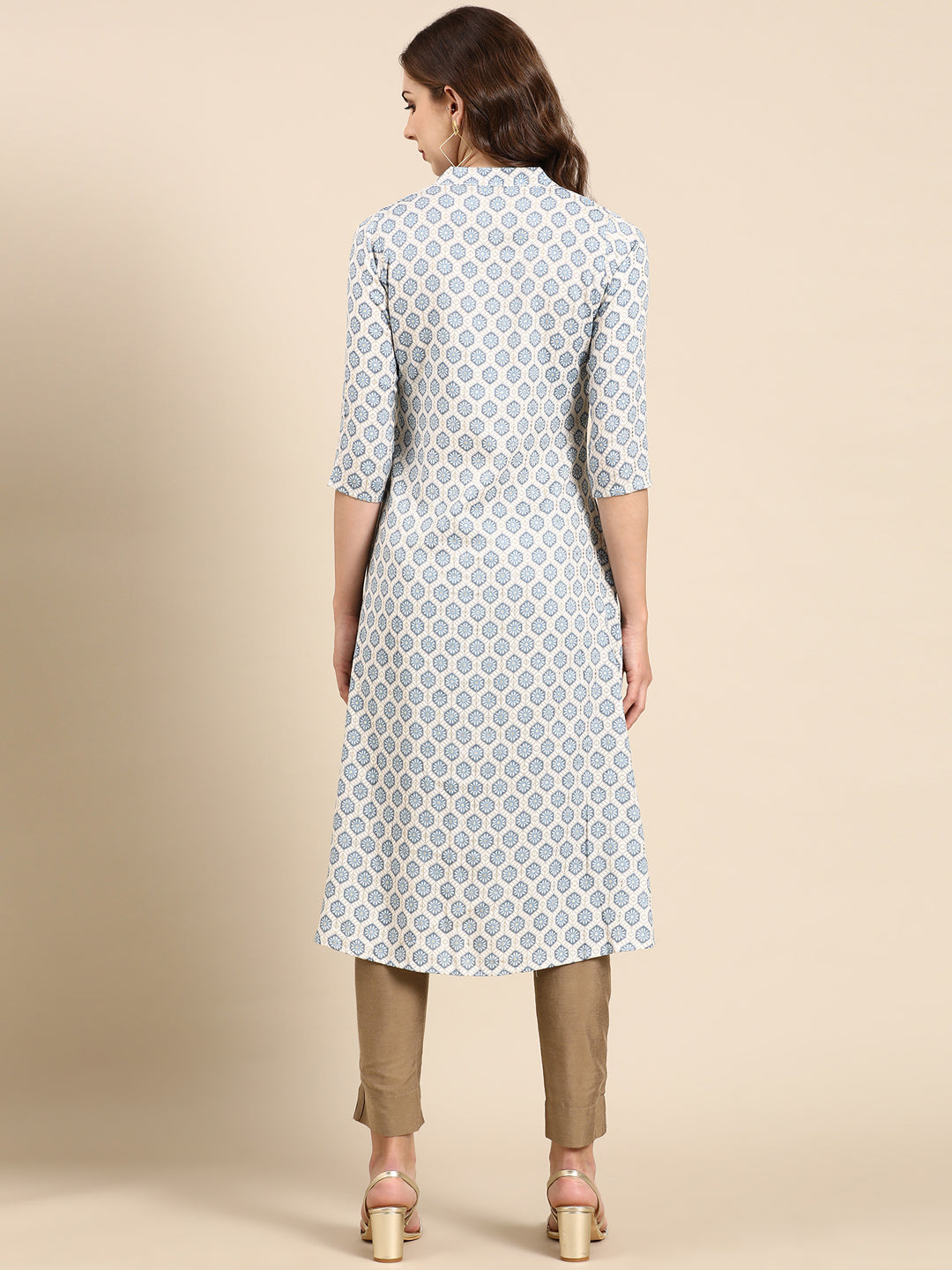 Women's Blue Geometrical A-Line Kurta