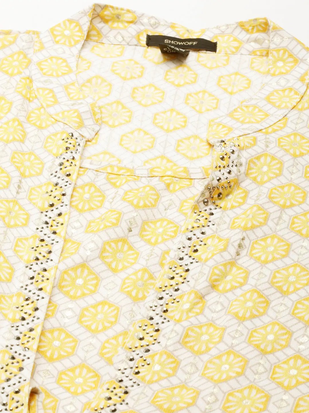 Women's Yellow Geometrical A-Line Kurta
