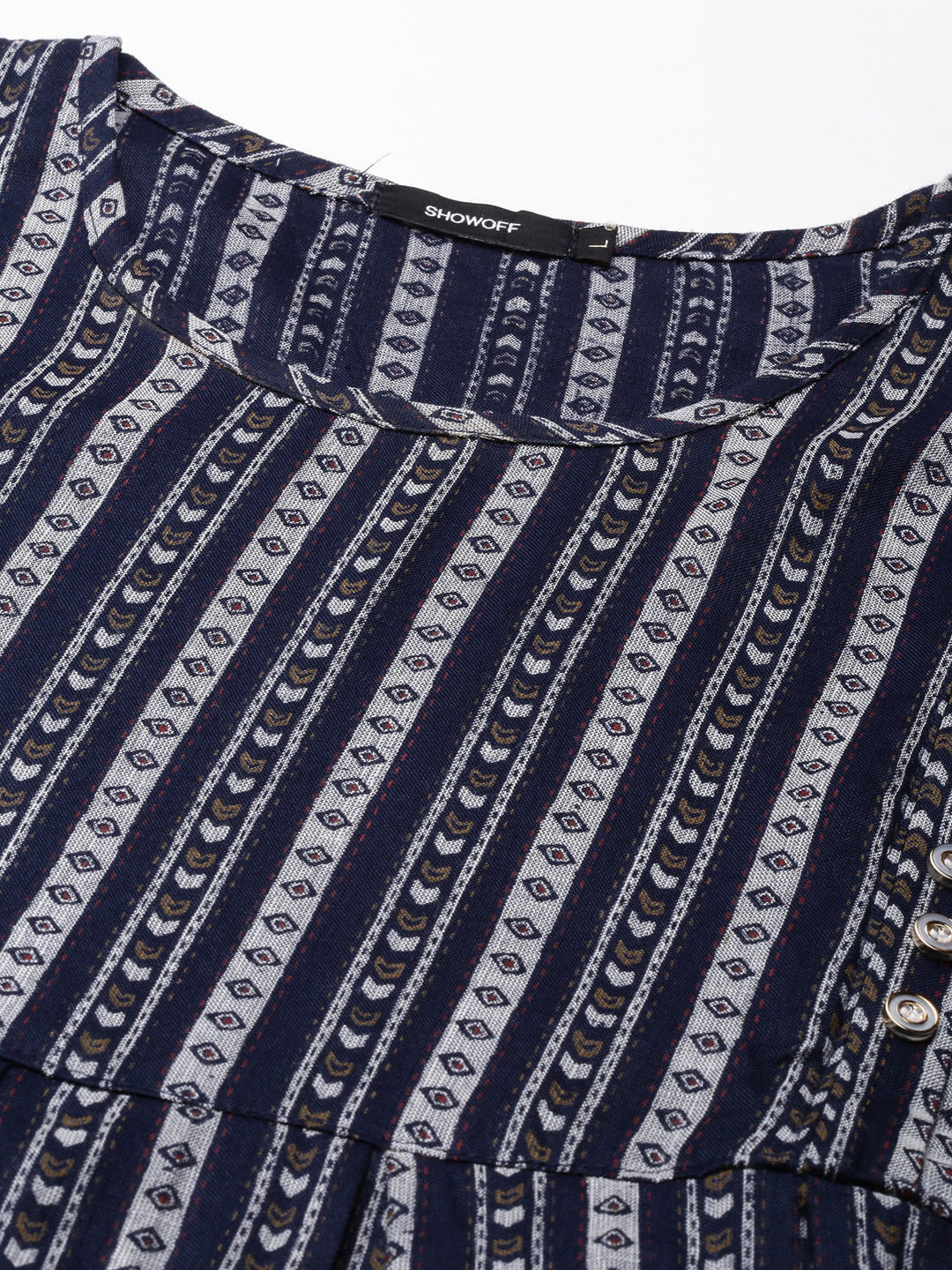 Women's Navy Blue Printed Anarkali Kurta