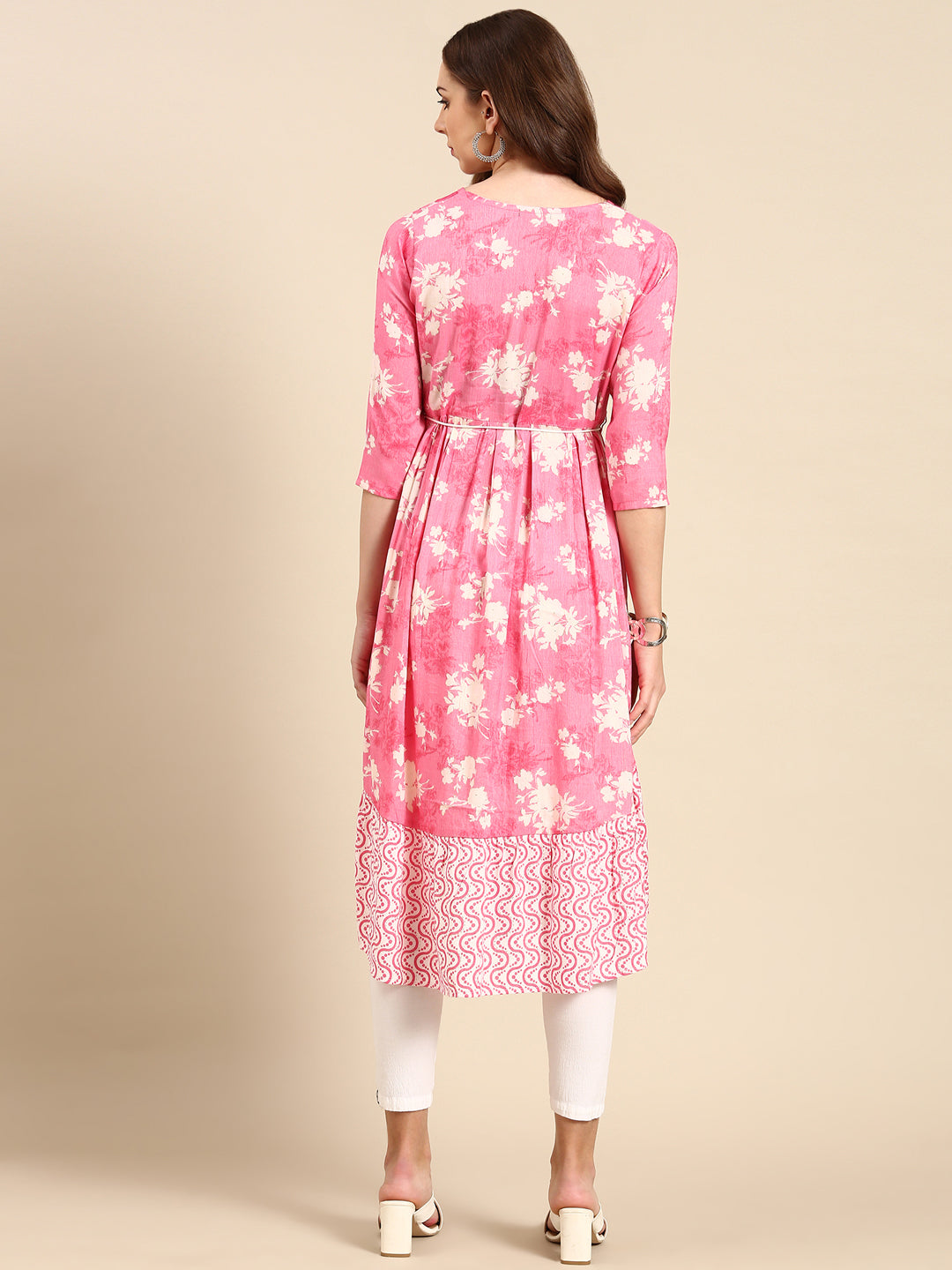 Women's Pink Printed Anarkali Kurta