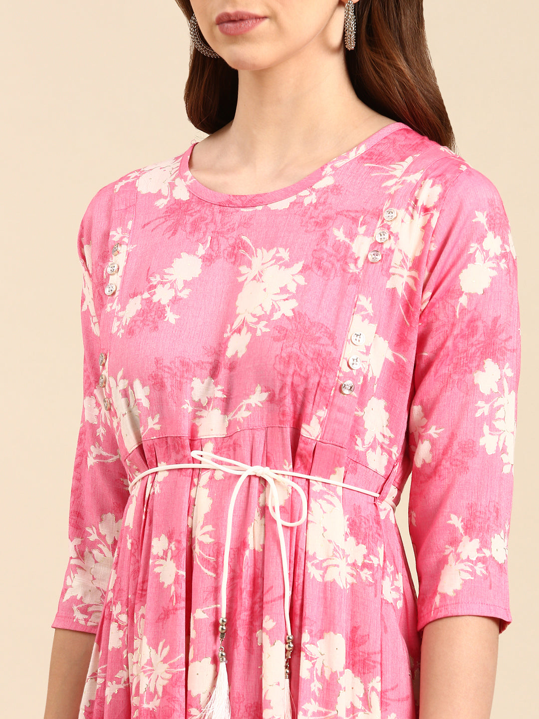 Women's Pink Printed Anarkali Kurta