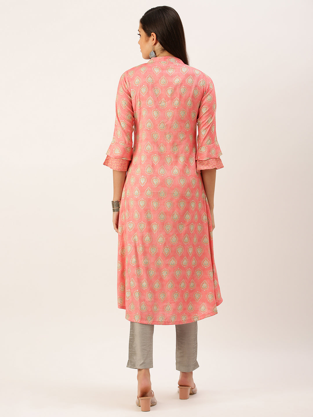 Women's Peach Paisley A-Line Kurta