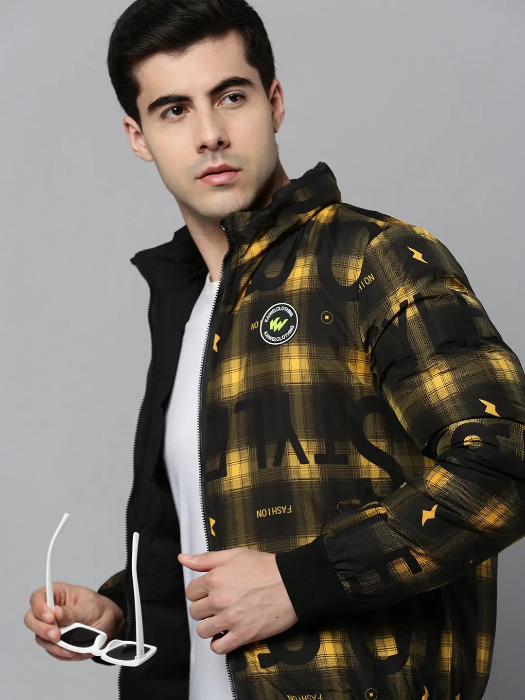Men's Black Solid Bomber Jacket