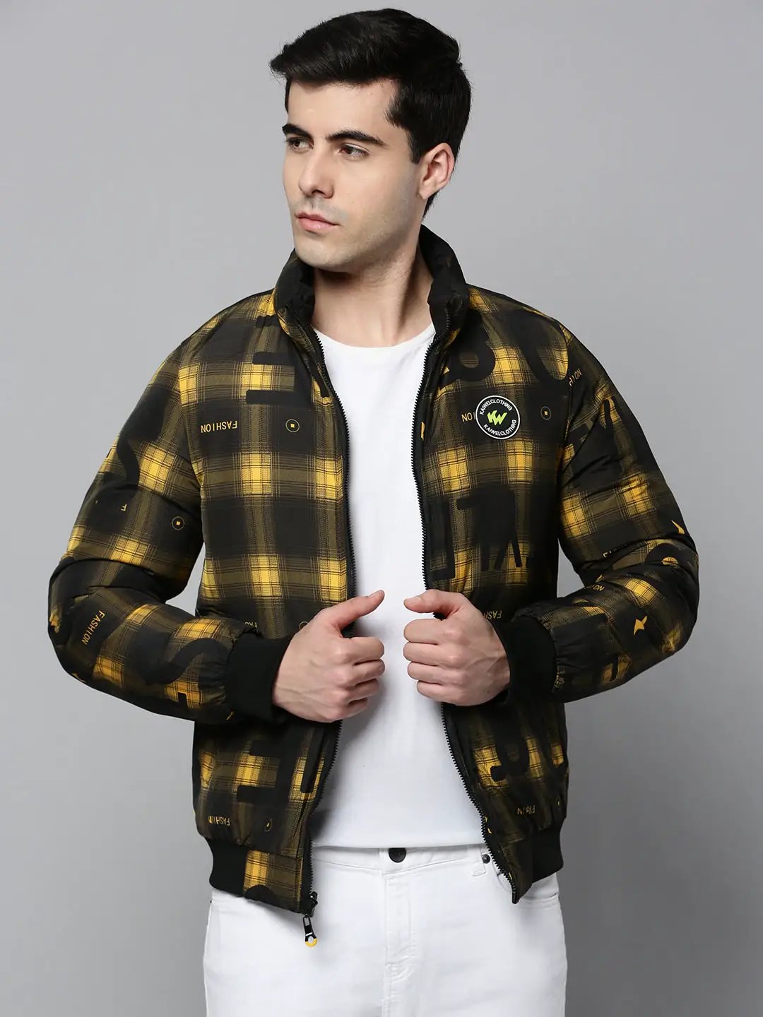 Men's Black Solid Bomber Jacket