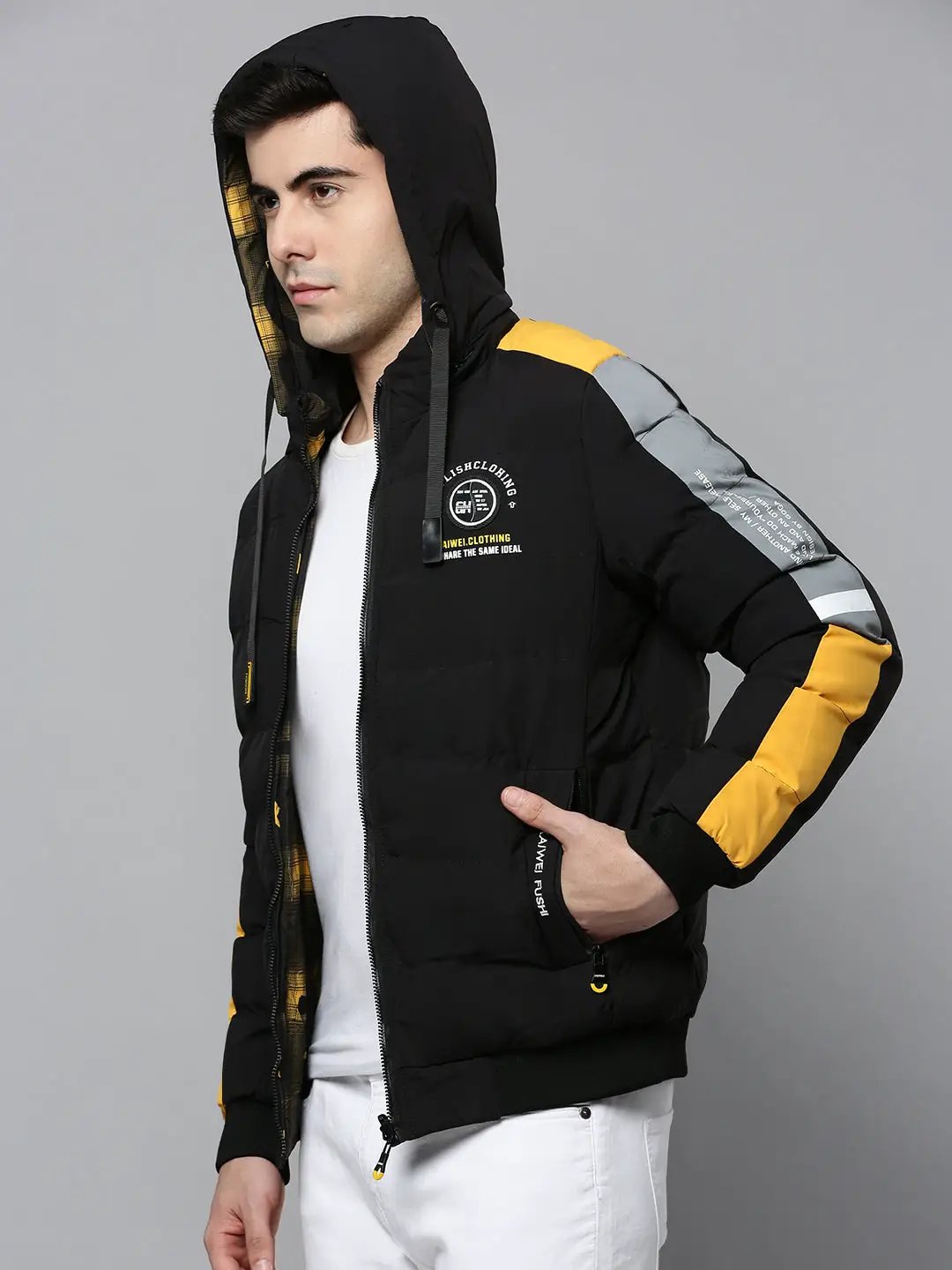 Men's Black Solid Bomber Jacket