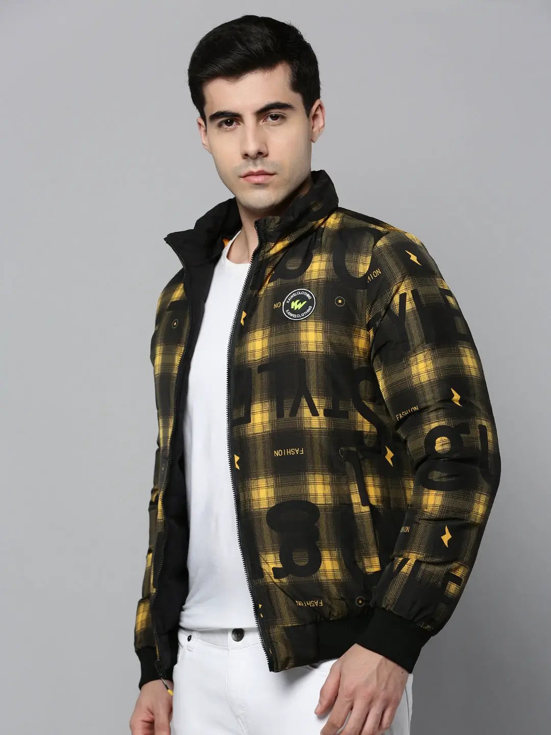 Men's Black Solid Bomber Jacket