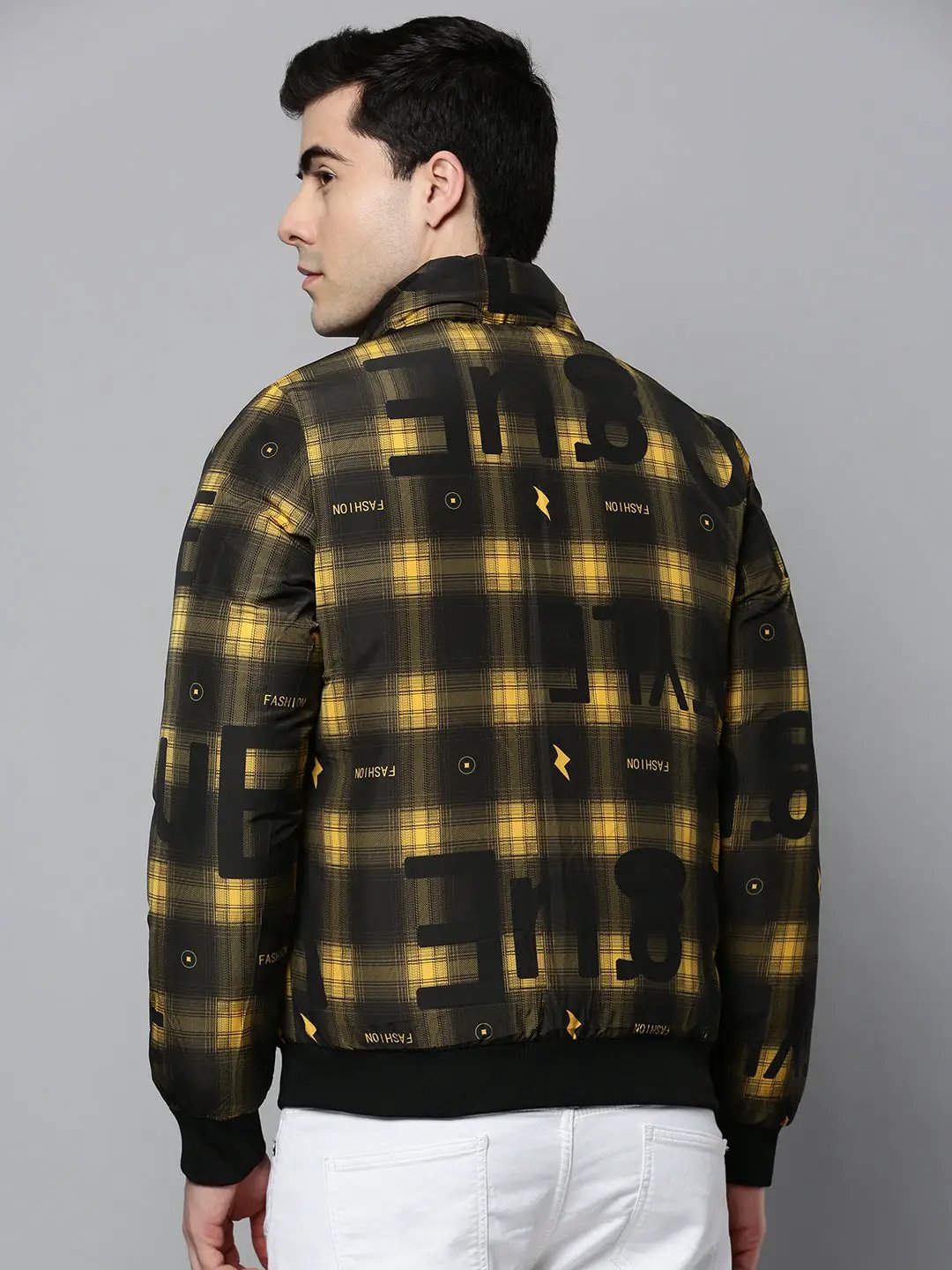 Men's Black Solid Bomber Jacket