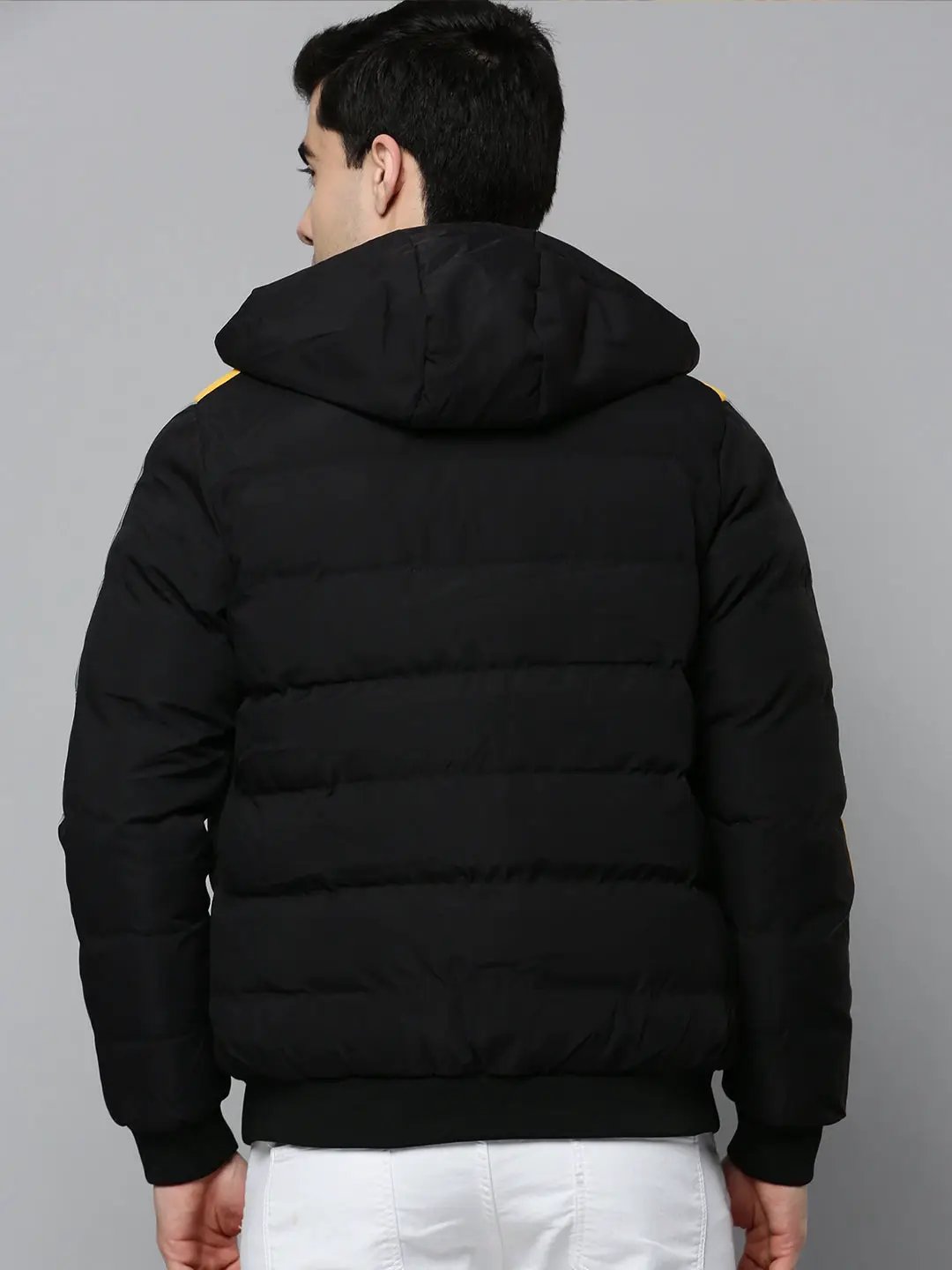 Men's Black Solid Bomber Jacket