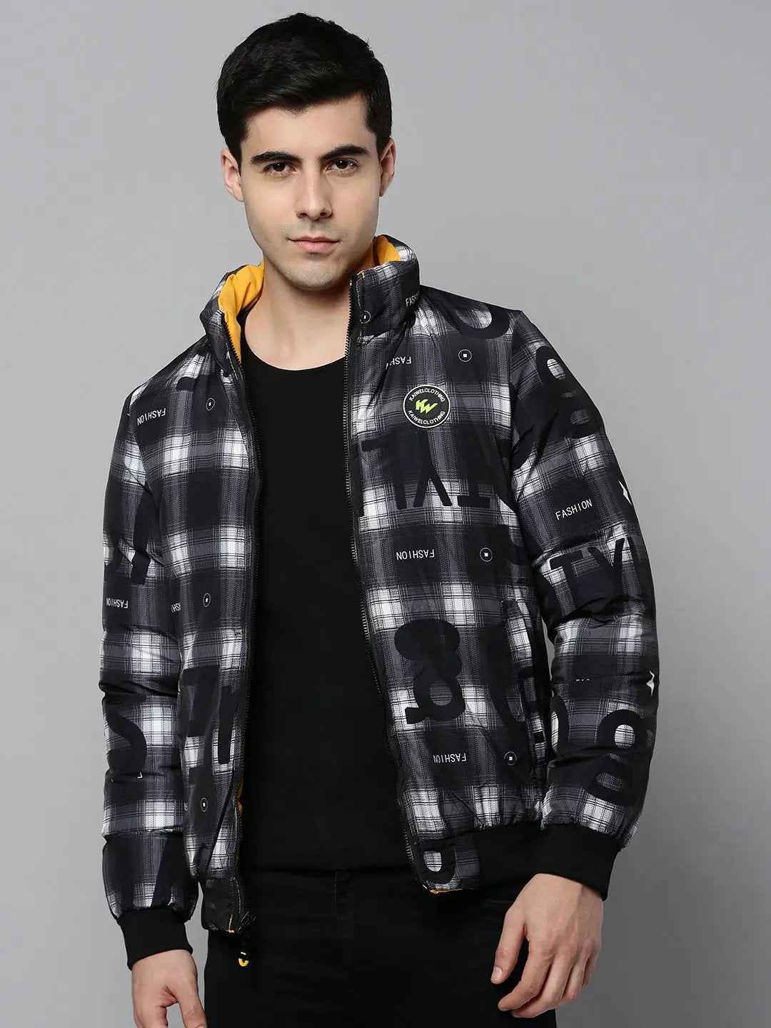 Men's Yellow Solid Bomber Jacket