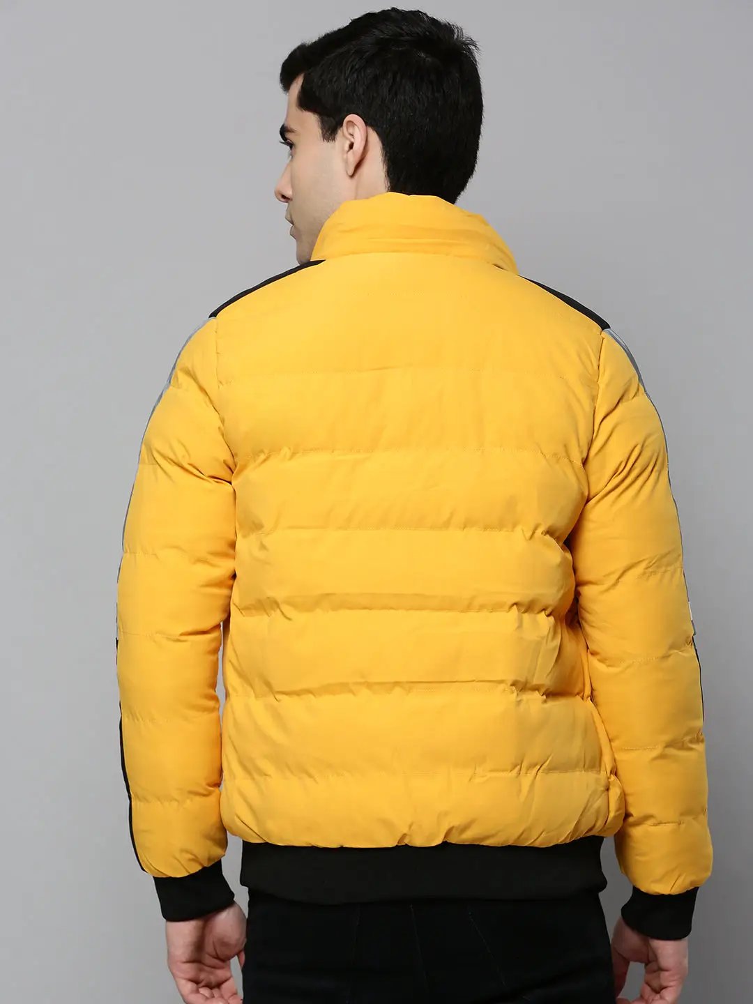 Men's Yellow Solid Bomber Jacket