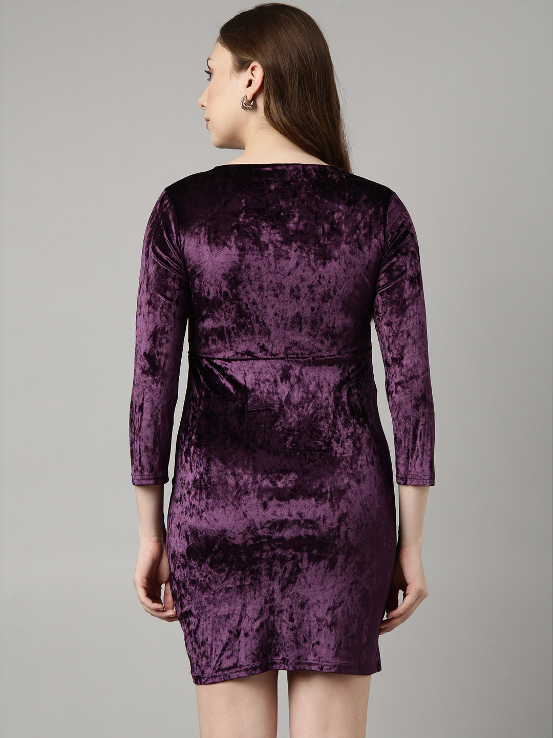 Women Purple Solid Wrap Dress