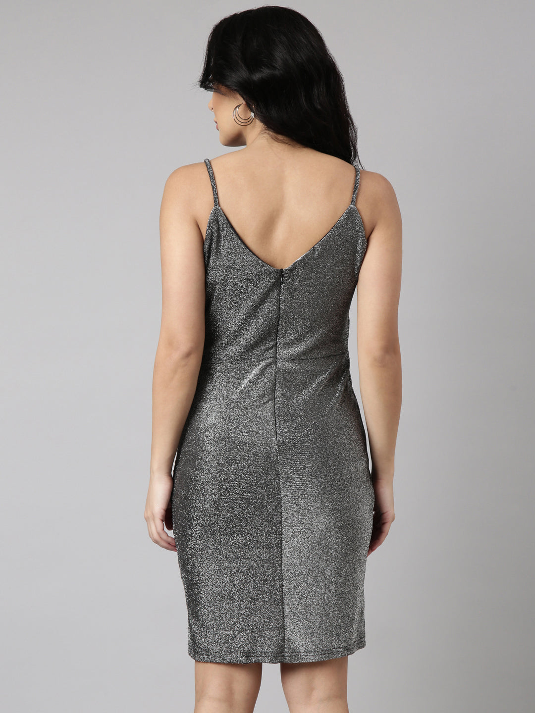 Women Grey Solid Wrap Dress