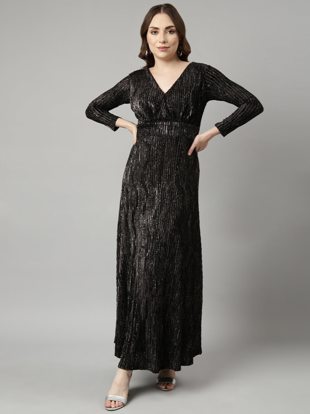 Women's Black Striped Maxi Dress