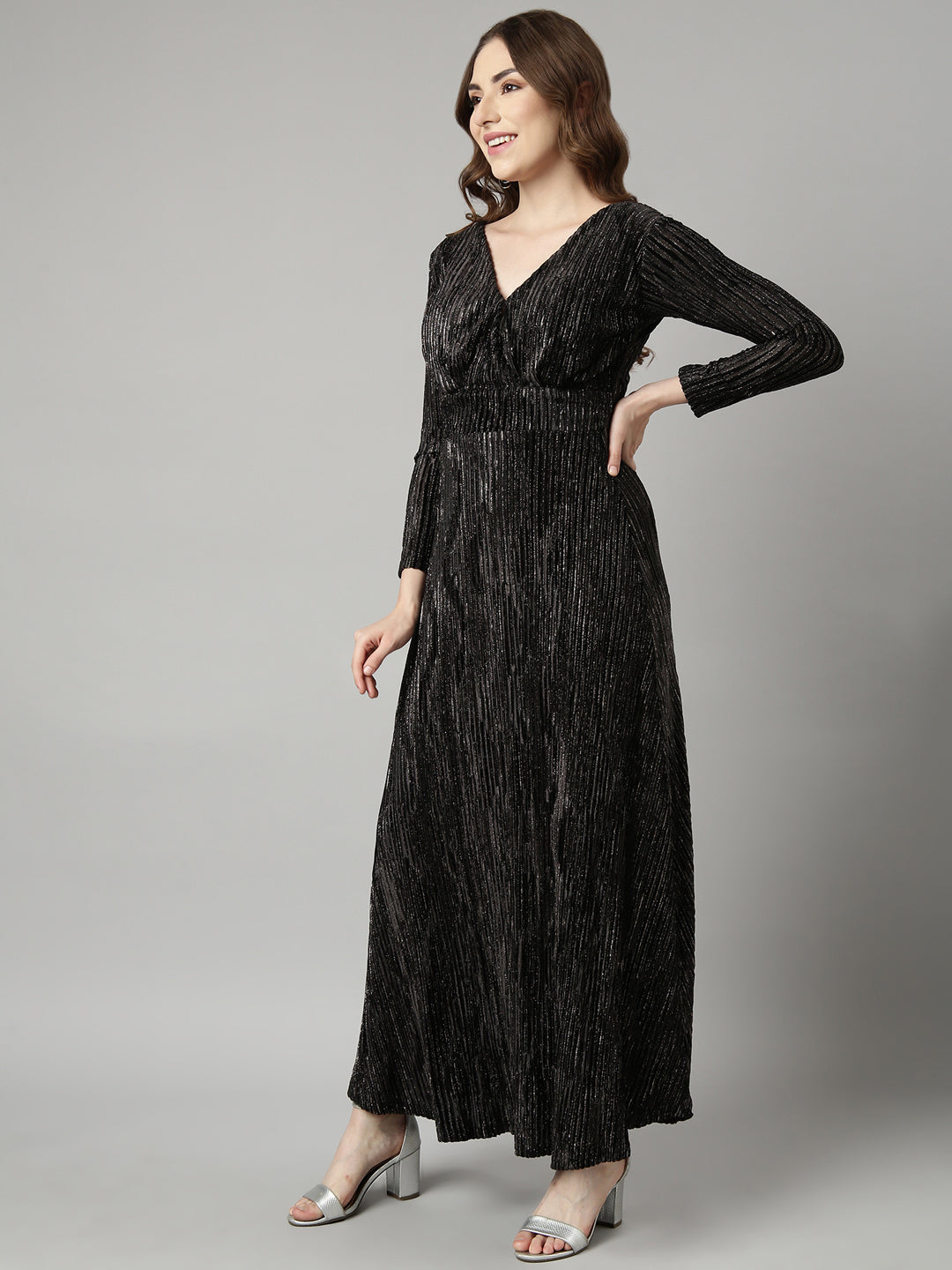 Women's Black Striped Maxi Dress