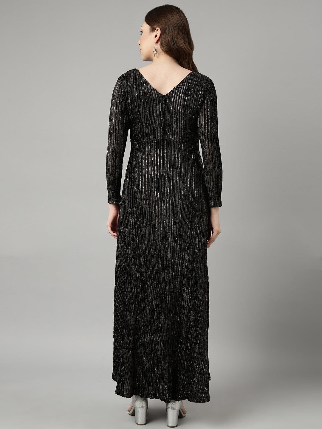 Women's Black Striped Maxi Dress