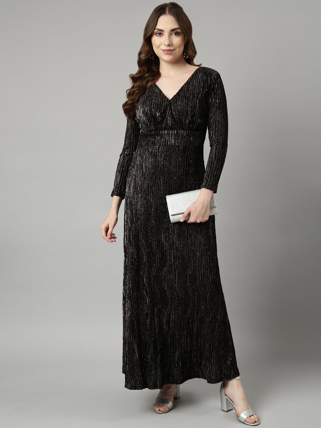 Women's Black Striped Maxi Dress