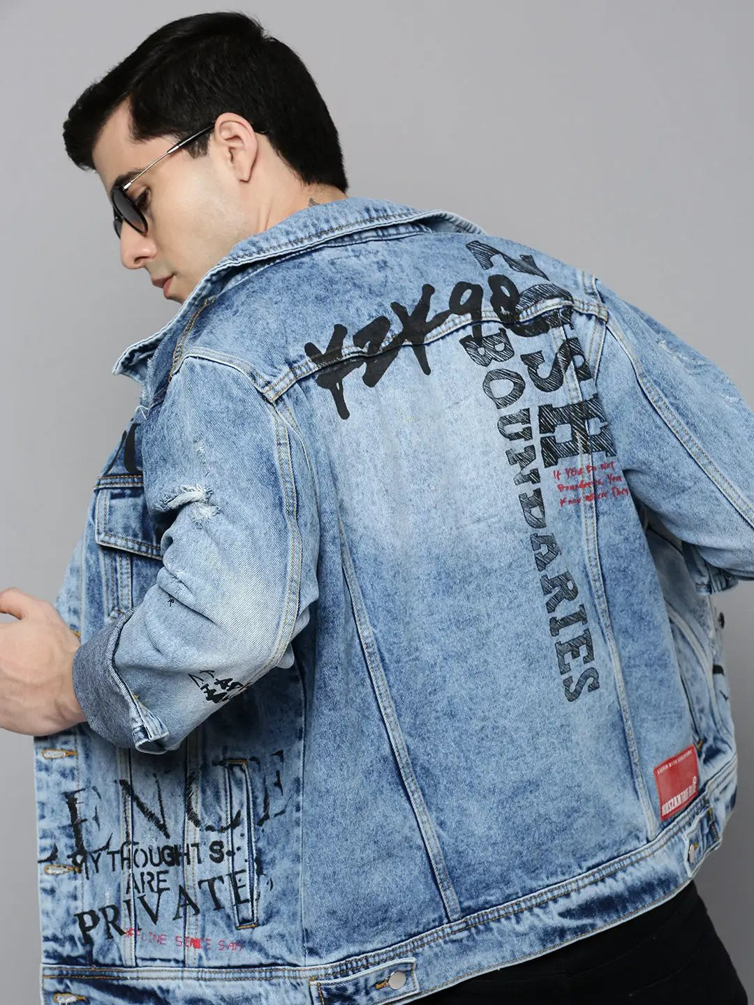 Men's Blue Solid Denim Jacket