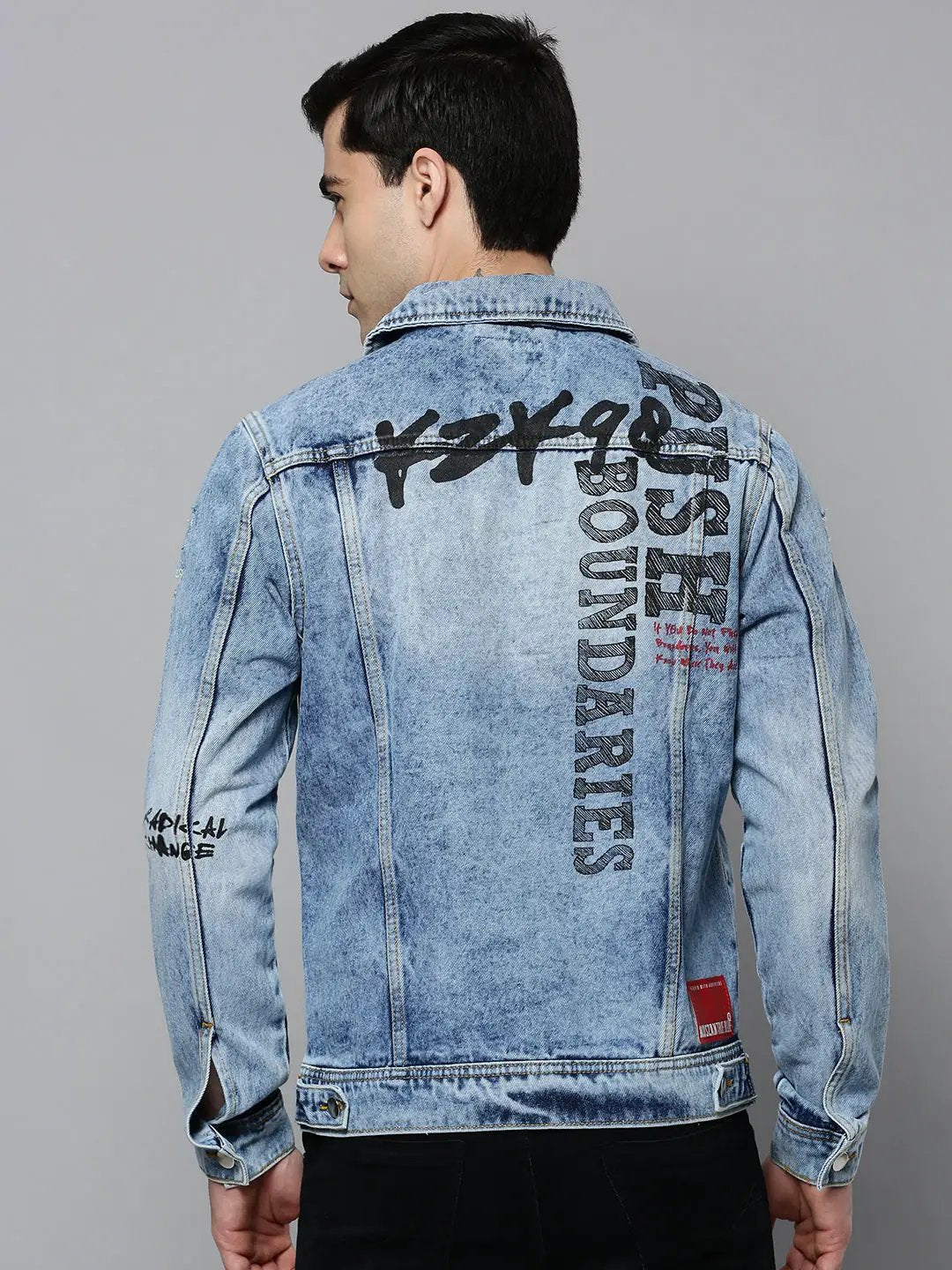 Men's Blue Solid Denim Jacket