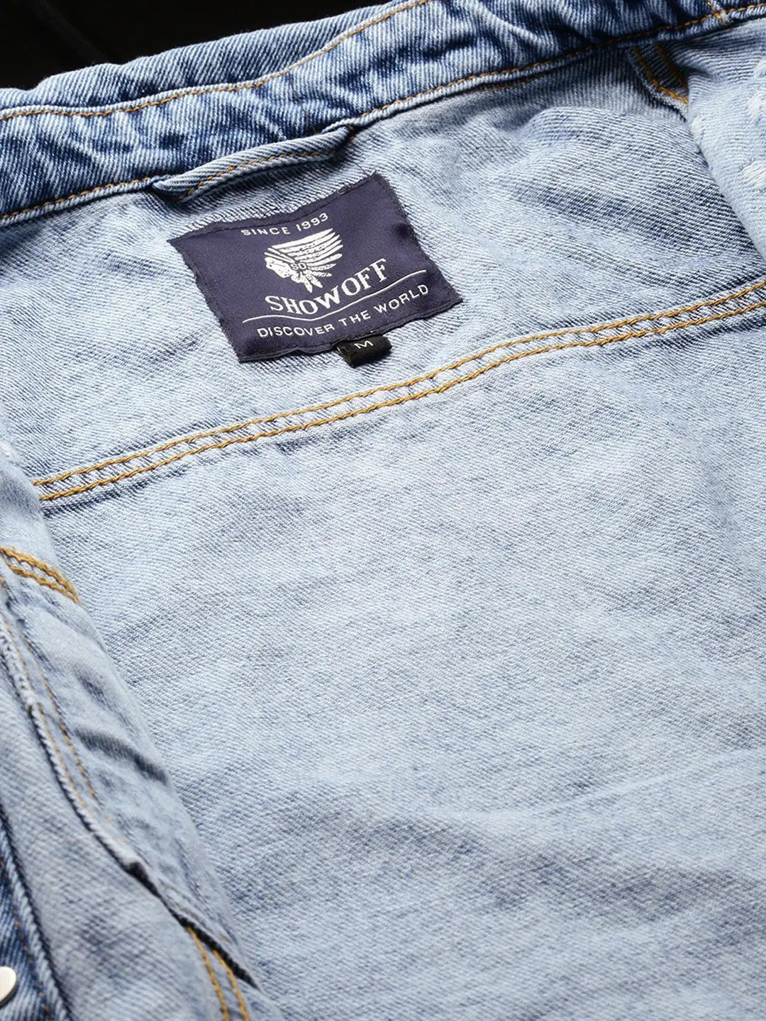 Men's Blue Solid Denim Jacket