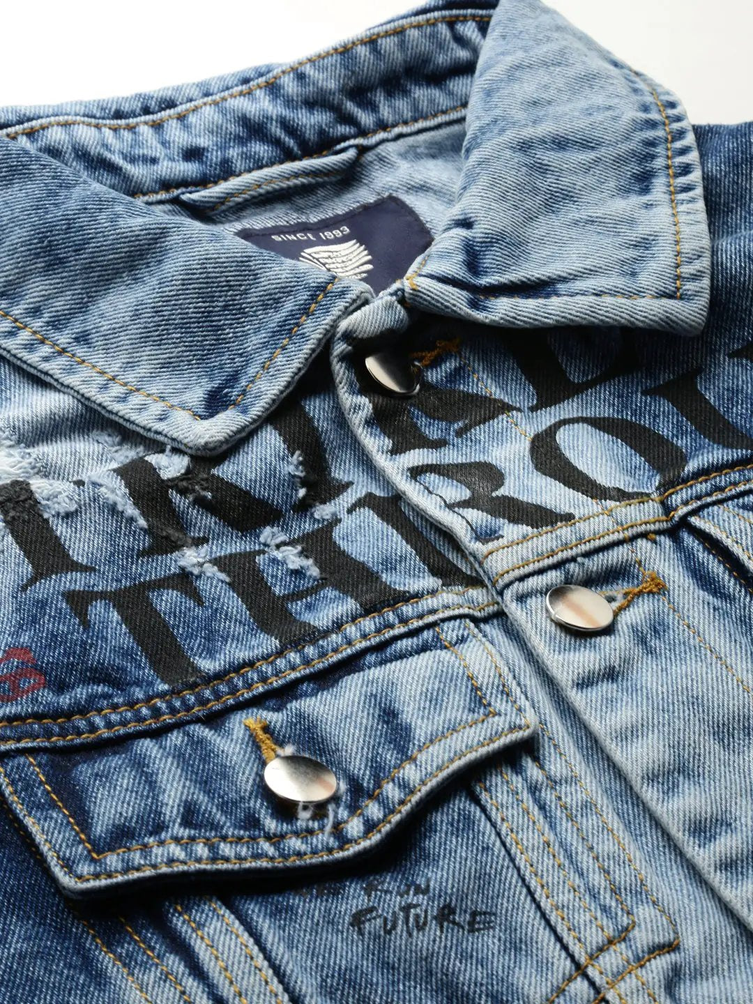 Men's Blue Solid Denim Jacket