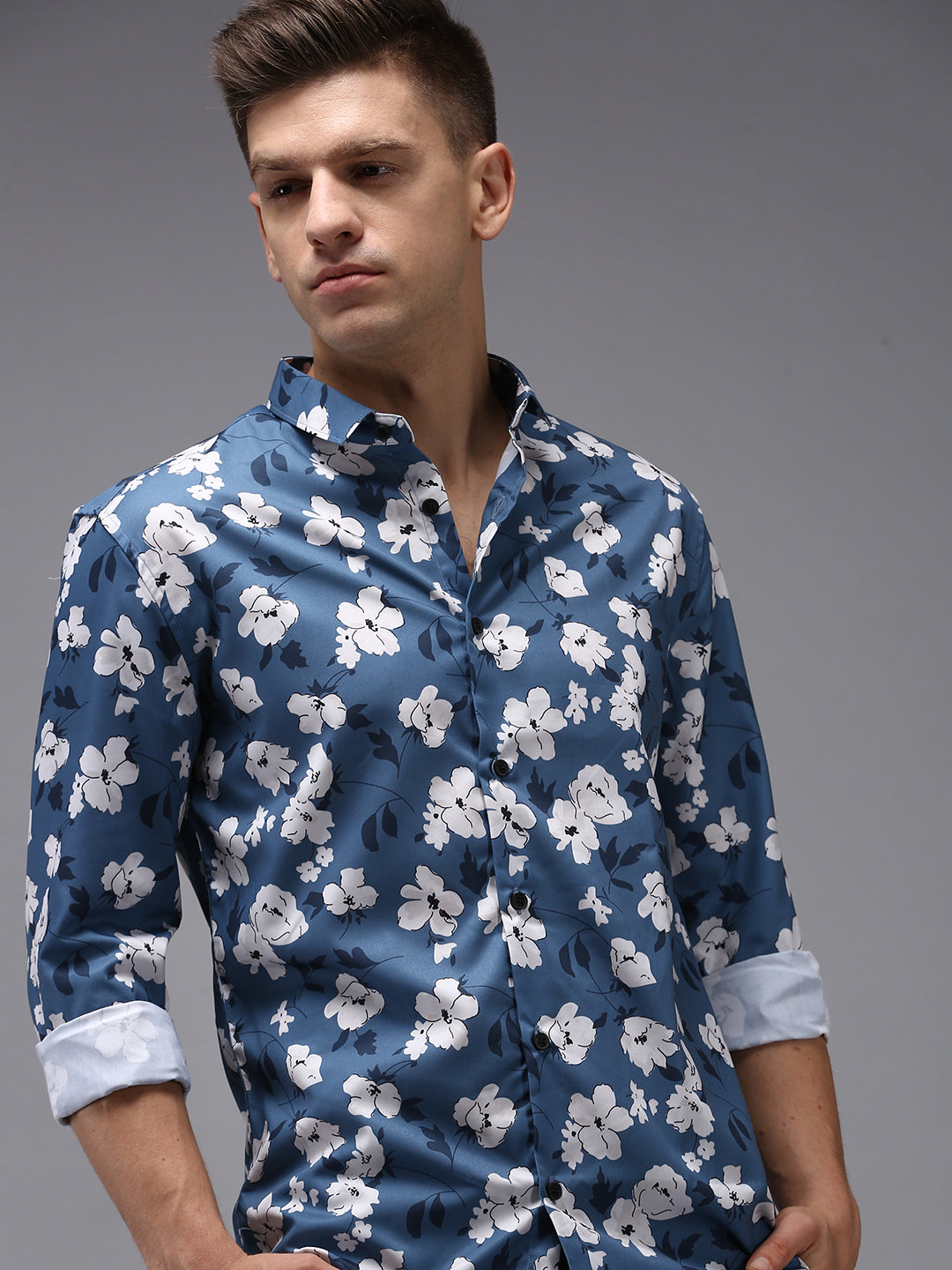 Men Blue Printed Casual Shirt