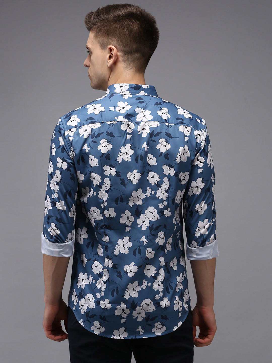 Men Blue Printed Casual Shirt