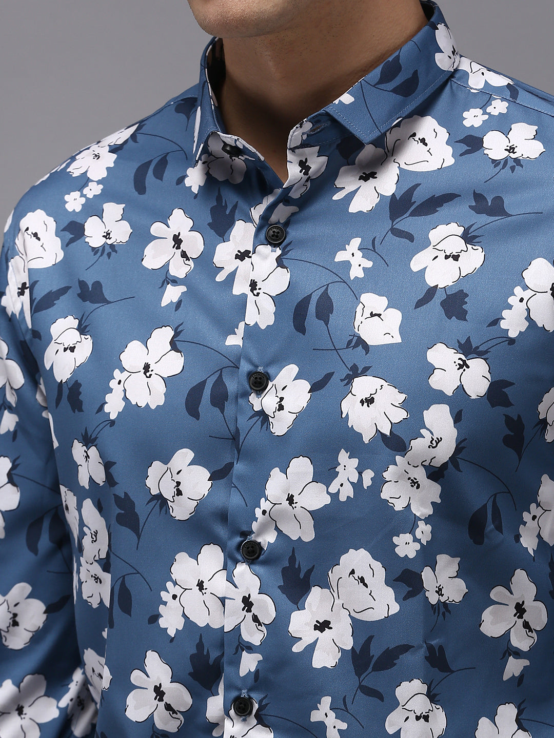 Men Blue Printed Casual Shirt