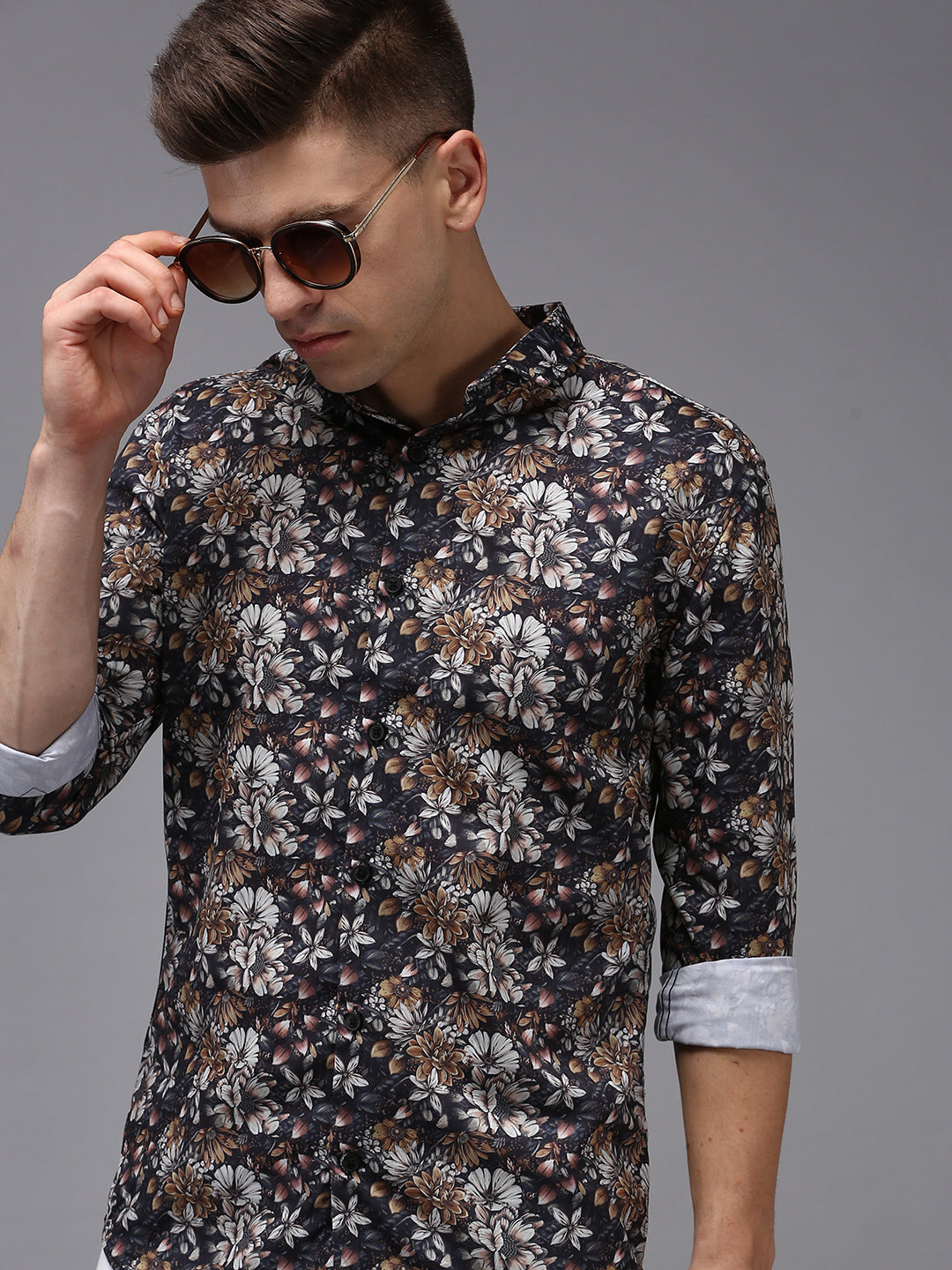 Men Black Printed Casual Shirt