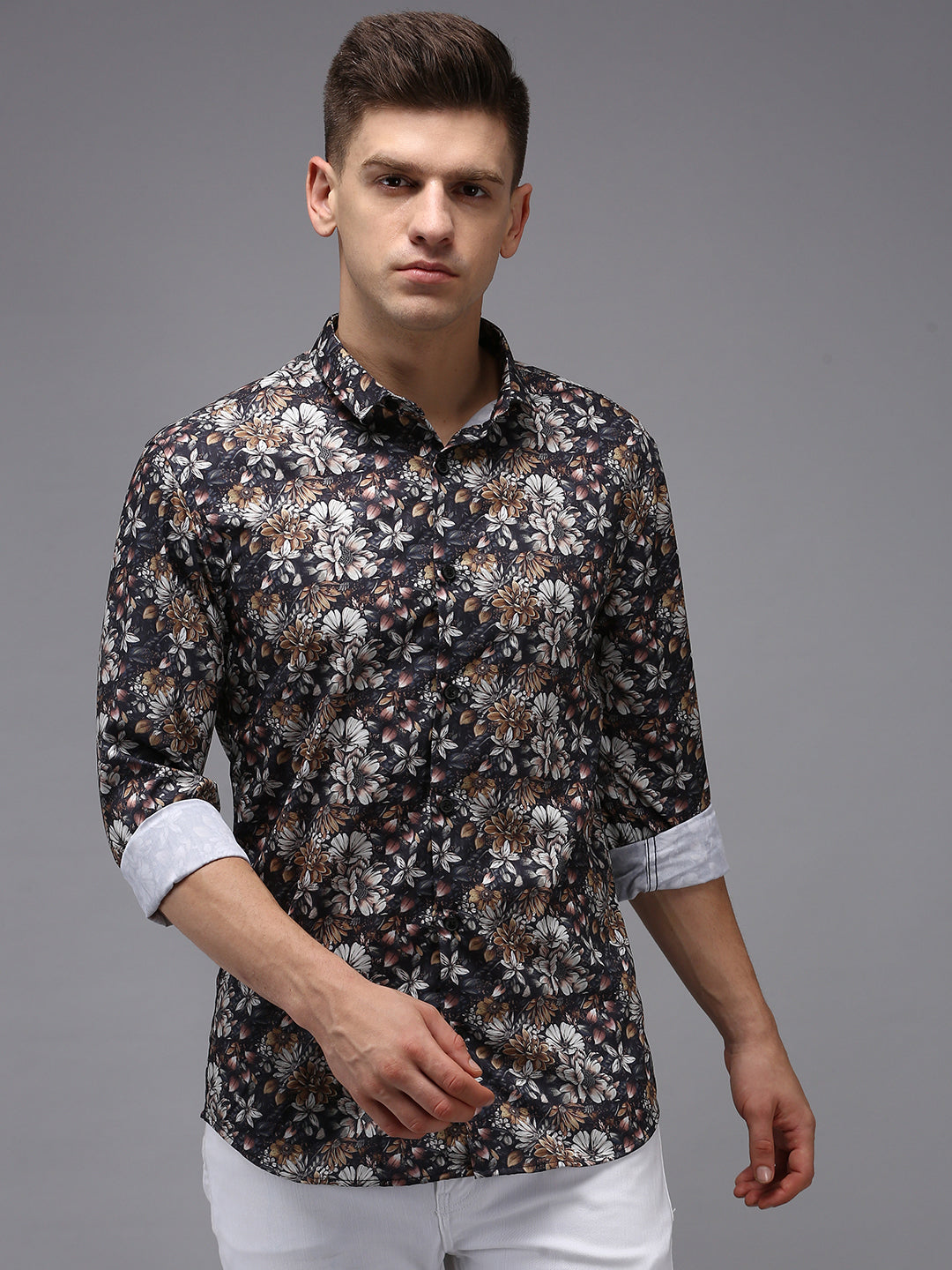 Men Black Printed Casual Shirt