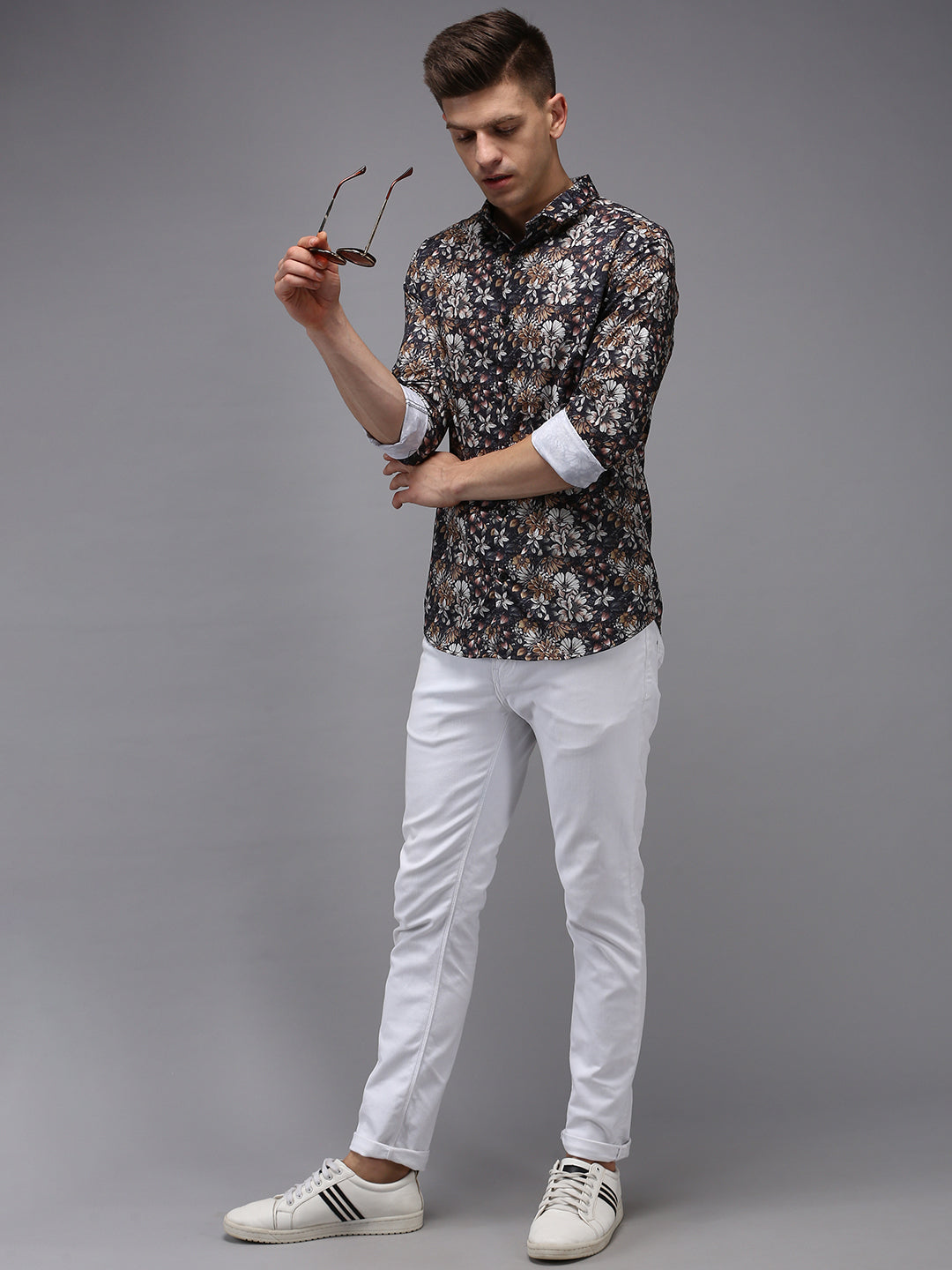 Men Black Printed Casual Shirt