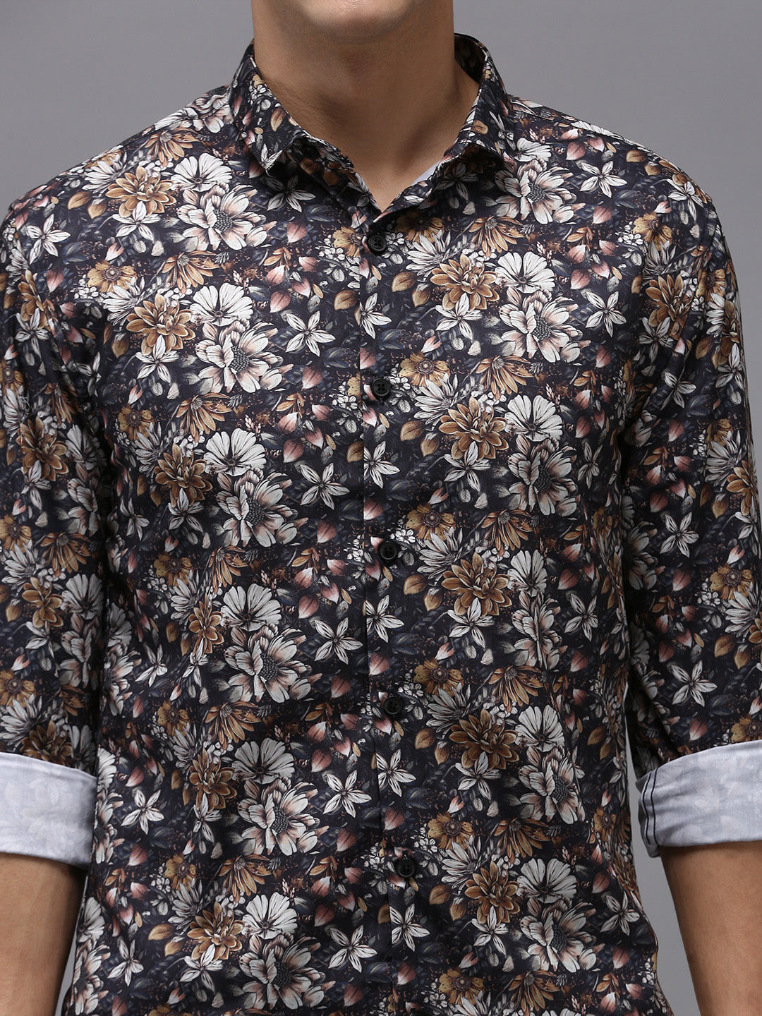 Men Black Printed Casual Shirt