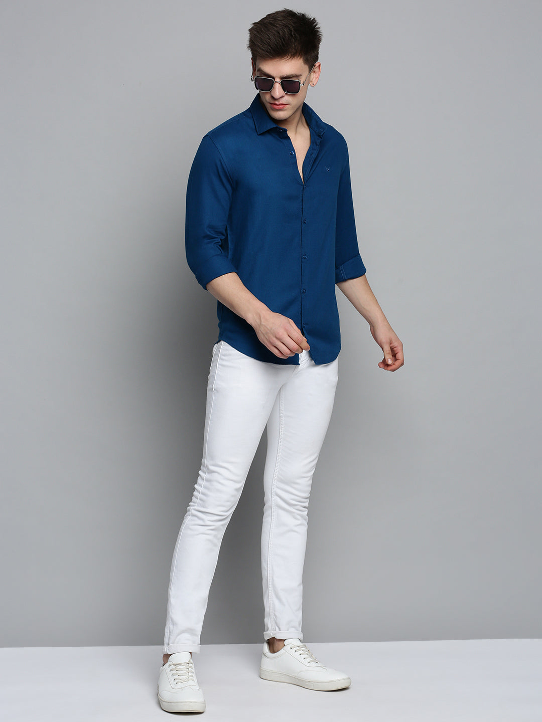 Men's Teal Comfort Cotton Casual Shirt