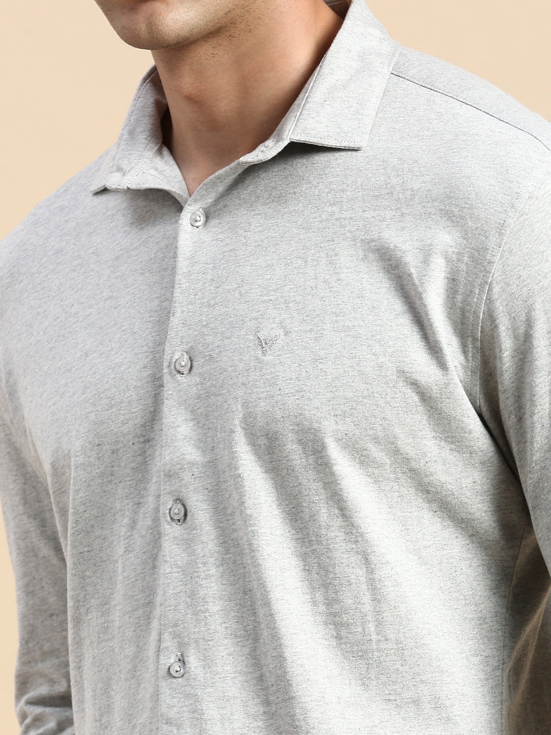 Men Grey Solid Casual Shirt