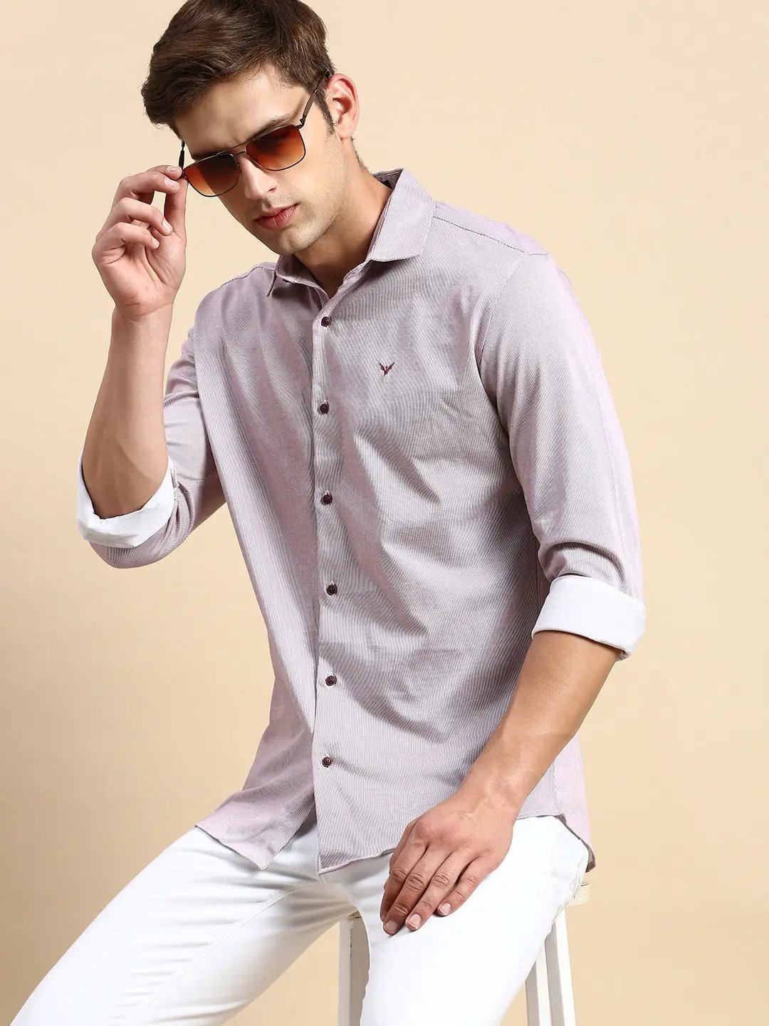 Men's Pink Striped Casual Shirt