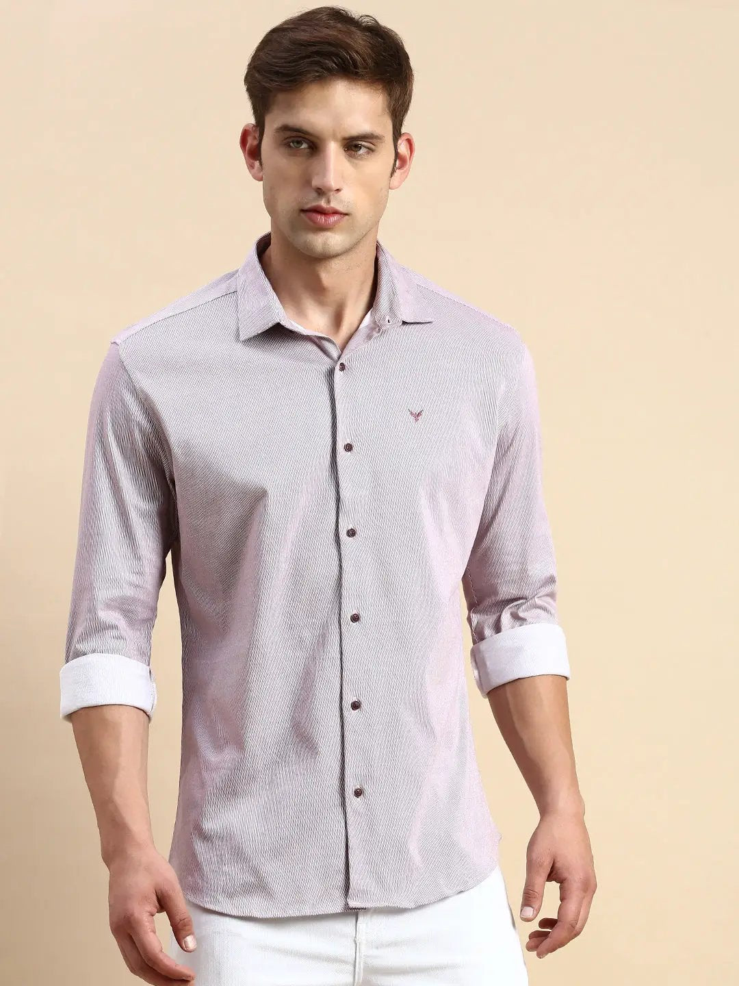 Men's Pink Striped Casual Shirt