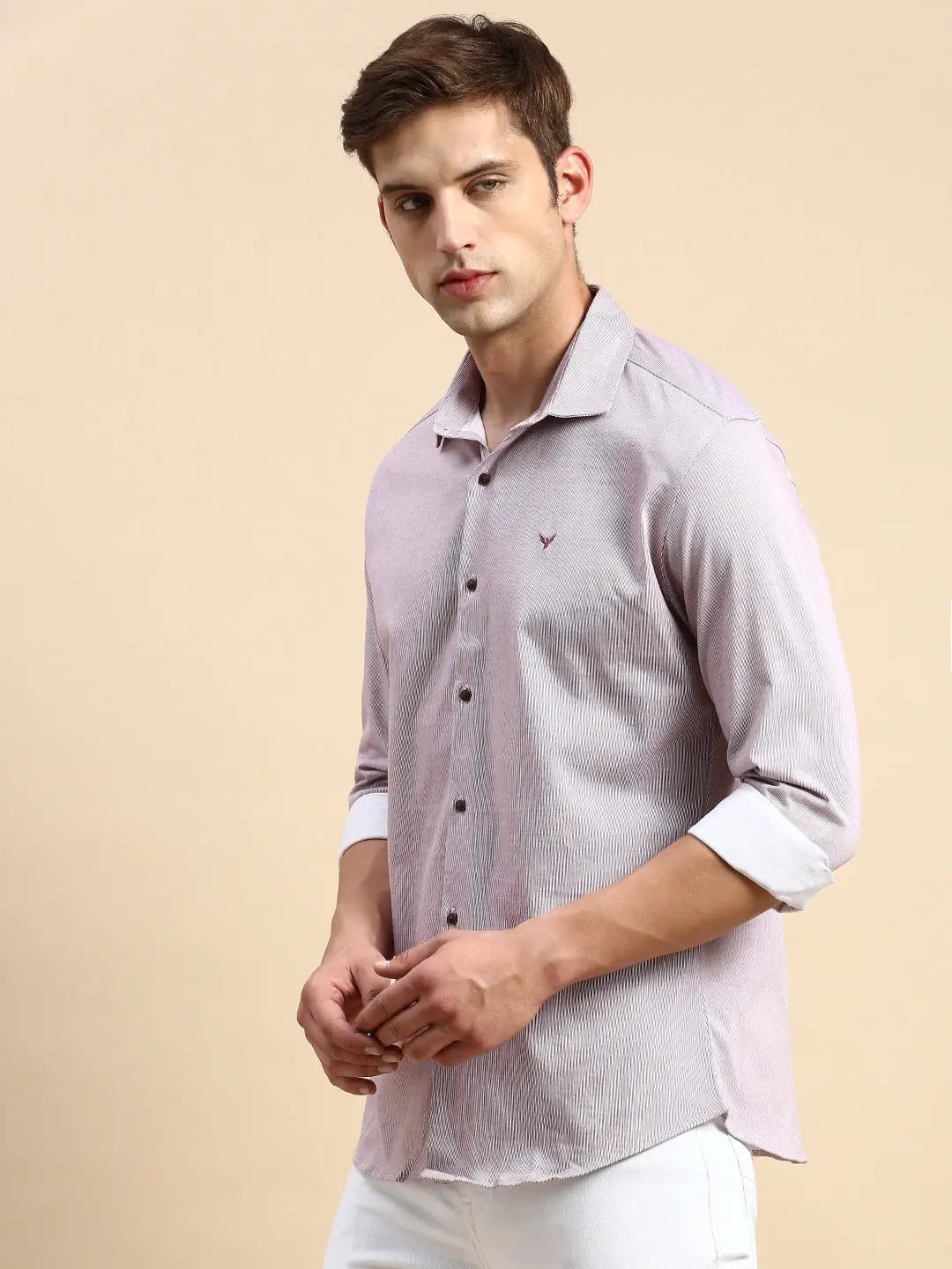 Men's Pink Striped Casual Shirt