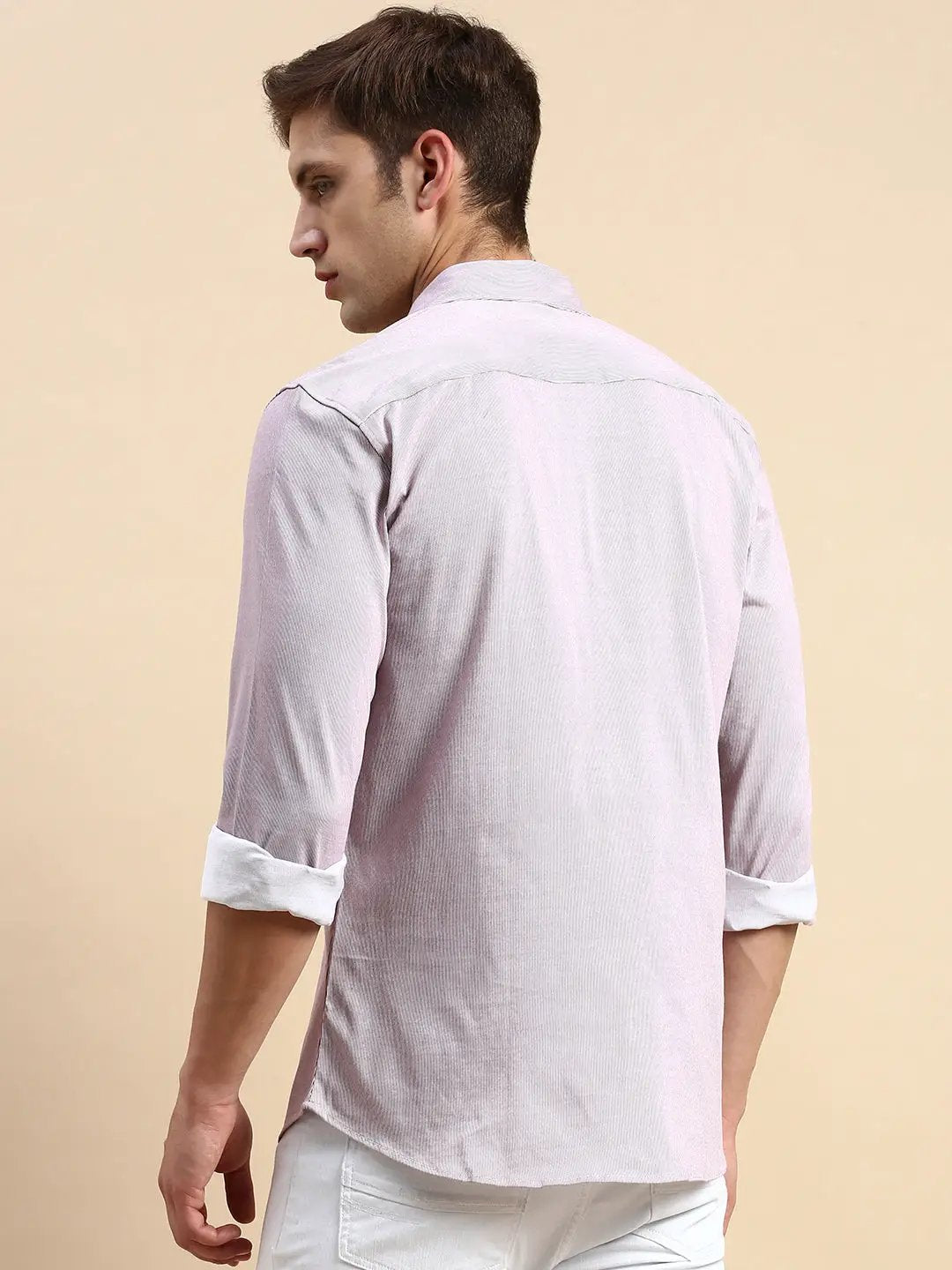 Men's Pink Striped Casual Shirt